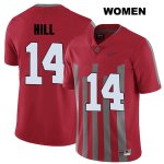 Women's NCAA Ohio State Buckeyes K.J. Hill #14 College Stitched Elite Authentic Nike Red Football Jersey UT20E38CN